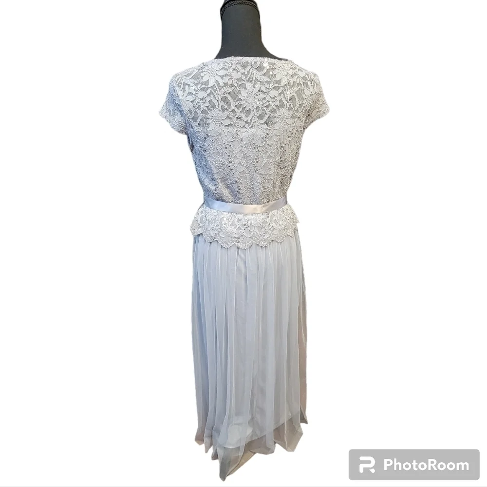 Candalite Petite Long Grey, Formal Dress Polyester, Nylon, Spandex Size PM